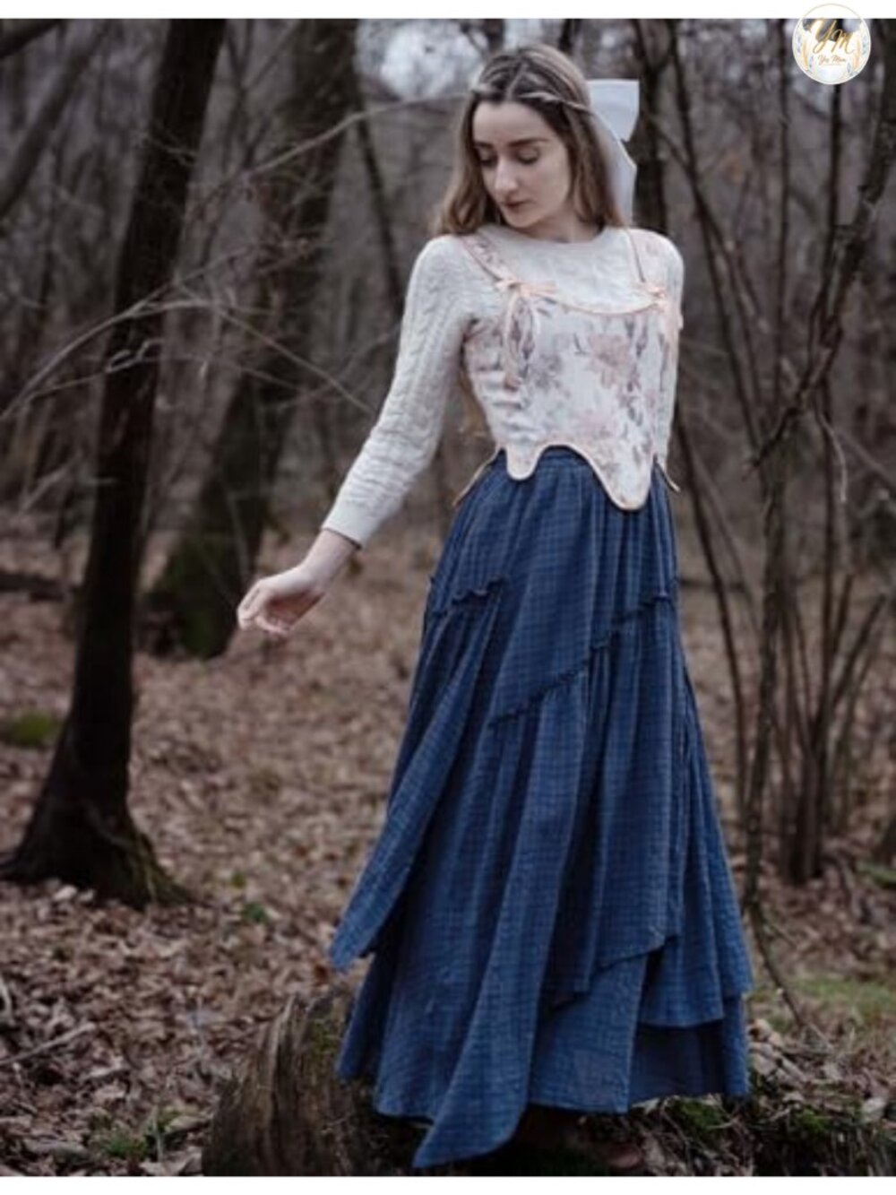 Flowy Plaid Maxi Skirt A-Line Renaissance Pirate Tiered Asymmetric - Picture 2 of 6